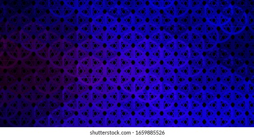 Dark Blue, Red vector background with occult symbols. Retro design in abstract style with witchcraft forms. Best design halloween events.