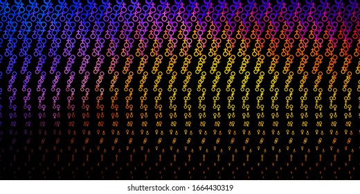 Dark Blue, Red vector background with occult symbols. Illustration with magical signs of spiritual power. Background for esoteric, mystic designs.