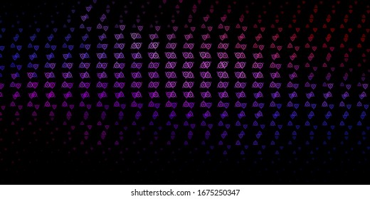 Dark Blue, Red vector background with occult symbols. Abstract illustration with gothic gradient shapes. Background for esoteric, mystic designs.
