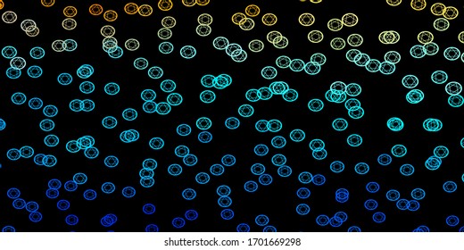 Dark Blue, Red vector background with occult symbols. Illustration with magical signs of spiritual power. Background for esoteric, mystic designs.