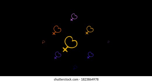 Dark Blue, Red vector background with woman symbols. Colorful feminism symbols with a gradient in modern style. Best design to show the power of women.
