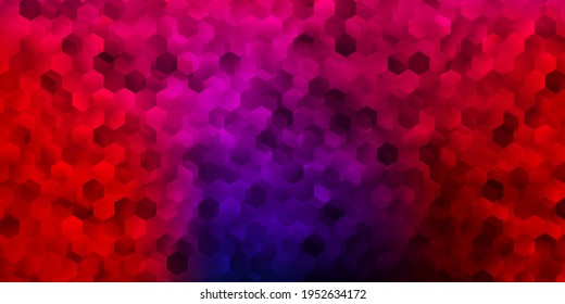 Azul oscuro, fondo vectorial rojo con formas hexagonales. Resumen de hexágonos de gradiente colorido sobre fondo borroso. Diseño para sus redes sociales.