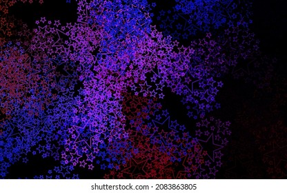 Dark Blue, Red vector background with colored stars. Modern geometrical abstract illustration with stars. Pattern for astronomy websites.
