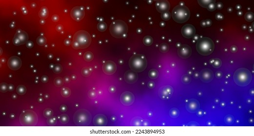 Dark Blue, Red vector background with small and big stars. Shining colorful illustration with small and big stars. Theme for cell phones.