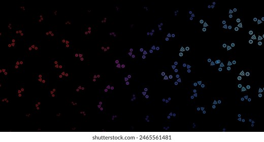 Dark Blue, Red vector background with occult symbols. Abstract illustration with gothic gradient shapes. Background for esoteric, mystic designs.