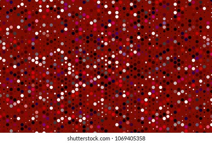 Dark Blue, Red vector banner with circles, spheres. Abstract spots. Background of Art bubbles in halftone style with colored gradient.