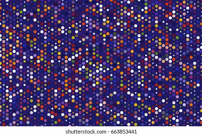Dark Blue, Red vector banner with circles, spheres. Abstract spots. Background of Art bubbles in halftone style with colored gradient.