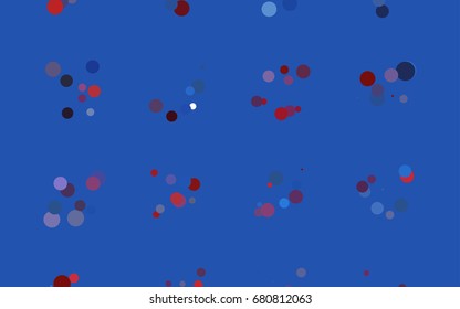 Dark Blue, Red vector red banner with set of circles, dots. Donuts Background. Creative Design Template. Technological halftone illustration.