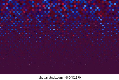 Dark Blue, Red vector banner with circles, spheres. Abstract spots. Background of Art bubbles in halftone style with colored gradient.