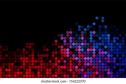 Dark Blue, Red vector banner with circles, spheres. Abstract spots. Background of Art bubbles in halftone style with colored gradient.
