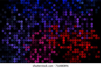 Dark Blue, Red vector red banner with set of circles, dots. Donuts Background. Creative Design Template. Technological halftone illustration.