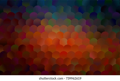 Dark Blue, Red vector banner with circles, spheres. Abstract spots. Background of Art bubbles in halftone style with colored gradient.