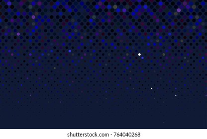Dark Blue, Red vector banner with circles, spheres. Abstract spots. Background of Art bubbles in halftone style with colored gradient.
