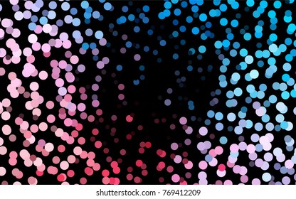Dark Blue, Red vector banner with circles, spheres. Abstract spots. Background of Art bubbles in halftone style with colored gradient.