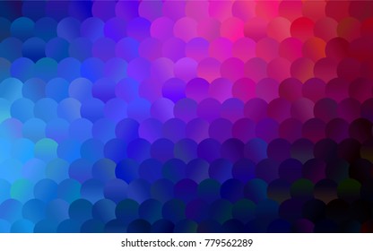 Dark Blue, Red vector red banner with set of circles, dots. Donuts Background. Creative Design Template. Technological halftone illustration.