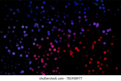 Dark Blue, Red vector red banner with set of circles, dots. Donuts Background. Creative Design Template. Technological halftone illustration.