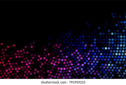 Dark Blue, Red vector banner with circles, spheres. Abstract spots. Background of Art bubbles in halftone style with colored gradient.