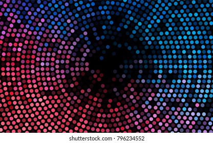 Dark Blue, Red vector red banner with set of circles, dots. Donuts Background. Creative Design Template. Technological halftone illustration.