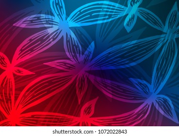 Dark Blue, Red vector blurred floral doodle template. An elegant bright illustration with lines in Natural style. The best blurred design for your business.