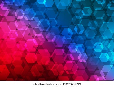 Dark Blue, Red vector blurry hexagon pattern. Creative geometric illustration in Origami style with gradient. The completely new template can be used for your brand book.
