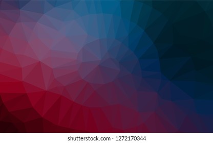 Dark Blue, Red vector blurry hexagon pattern. Shining illustration, which consist of triangles. Brand new design for your business.