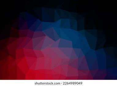 Azul oscuro, textura de triángulo borroso vectorial rojo. Muestra geométrica triangular con gradiente.  Patrón texturizado para el fondo.