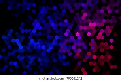 Dark Blue, Red vector blurry hexagon background design. Geometric background in Origami style with gradient. 