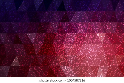Dark Blue, Red vector christmas postcard low polygon background. Illustration consisting of triangles. Abstract triangular polygonal origami or crystal design of New Year celebration.