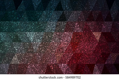 Dark Blue, Red vector christmas polygon background. Low poly Illustration consisting of triangles with snowflakes. Texture background of New Year celebration.