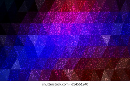 Dark Blue, Red vector christmas postcard low polygon background. Illustration consisting of triangles. Abstract triangular polygonal origami or crystal design of New Year celebration.