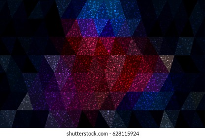 Dark Blue, Red vector christmas postcard low polygon background. Illustration consisting of triangles. Abstract triangular polygonal origami or crystal design of New Year celebration.
