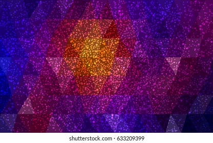 Dark Blue, Red vector christmas polygon background. Low poly Illustration consisting of triangles with snowflakes. Texture background of New Year celebration.