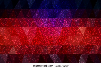 Dark Blue, Red vector christmas postcard low polygon background. Illustration consisting of triangles. Abstract triangular polygonal origami or crystal design of New Year celebration.