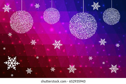 Dark Blue Red vector christmas polygon background. Low poly Illustration consisting of triangles with snowflakes. Texture, seamless background of New Year celebration.