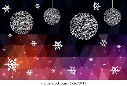 Dark Blue Red vector christmas polygon background. Low poly Illustration consisting of triangles with snowflakes. Texture, seamless background of New Year celebration.