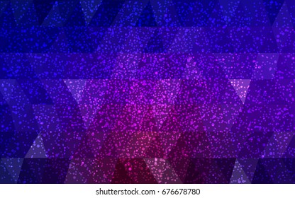 Dark Blue, Red vector christmas polygon background. Low poly Illustration consisting of triangles with snowflakes. Texture background of New Year celebration.