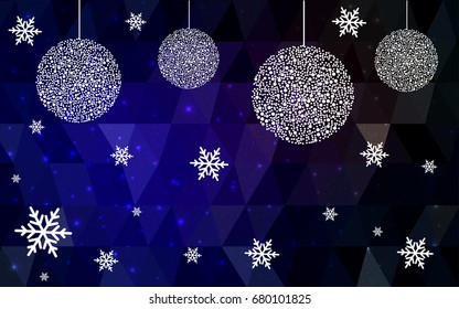Dark Blue Red vector christmas polygon background. Low poly Illustration consisting of triangles with snowflakes. Texture, seamless background of New Year celebration.