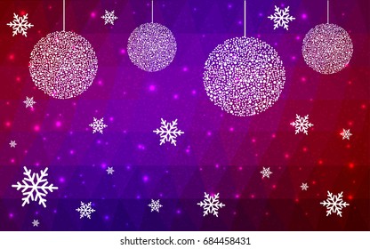 Dark Blue Red vector christmas postcard low polygon background. Illustration consisting of triangles. Abstract triangular polygonal origami or crystal design of New Year celebration.