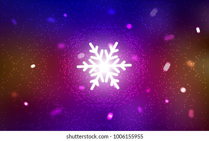 Dark Blue, Red vector cover with beautiful snowflakes. Decorative shining illustration with snow on abstract template. The template can be used as a new year background.