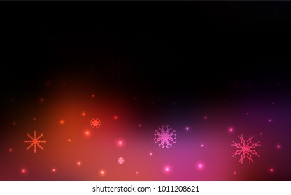 Dark Blue, Red vector cover with beautiful snowflakes.