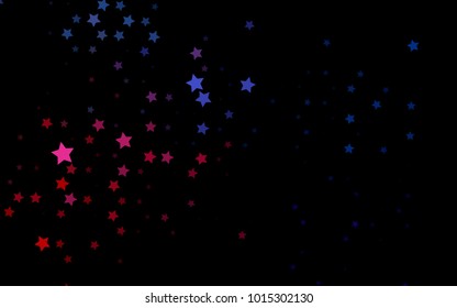 Dark Blue, Red vector cover with small and big stars. Decorative shining illustration with stars on abstract template. Best design for your ad, poster, banner.