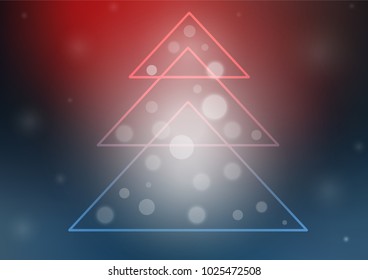 Dark Blue, Red vector cover with a xmas tree. Christmas tree on blurred abstract background with gradient. New year design for your ad, poster, banner.