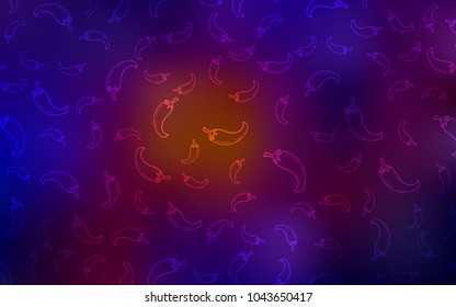 Dark Blue, Red vector cover with chili peppers. Blurred decorative design of peppers in doodle style. Pattern for ad, booklets, leaflets of restaurants.