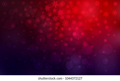 Dark Blue, Red vector cover with beautiful snowflakes. Decorative shining illustration with snow on abstract template. New year design for your ad, poster, banner.