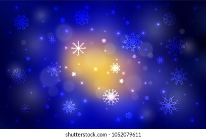 Dark Blue, Red vector cover with beautiful snowflakes. Modern geometrical abstract illustration with crystals of ice. New year design for your business advert.