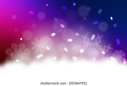 Dark Blue, Red vector cover with beautiful snowflakes. Snow on blurred abstract background with gradient. The template can be used as a new year background.