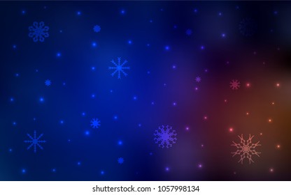 Dark Blue, Red vector cover with beautiful snowflakes. Modern geometrical abstract illustration with crystals of ice. New year design for your business advert.
