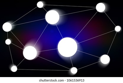 Dark Blue, Red vector cover with spots, lines. Design with connection of dots and lines on colorful background. Pattern can be used for ads, leaflets.