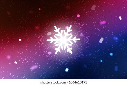 Dark Blue, Red vector cover with beautiful snowflakes. Snow on blurred abstract background with gradient. The pattern can be used for year new  websites.