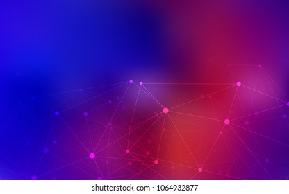 Dark Blue, Red vector cover with spots, lines. Design with connection of dots and lines on colorful background. Pattern can be used as texture of wallpapers.